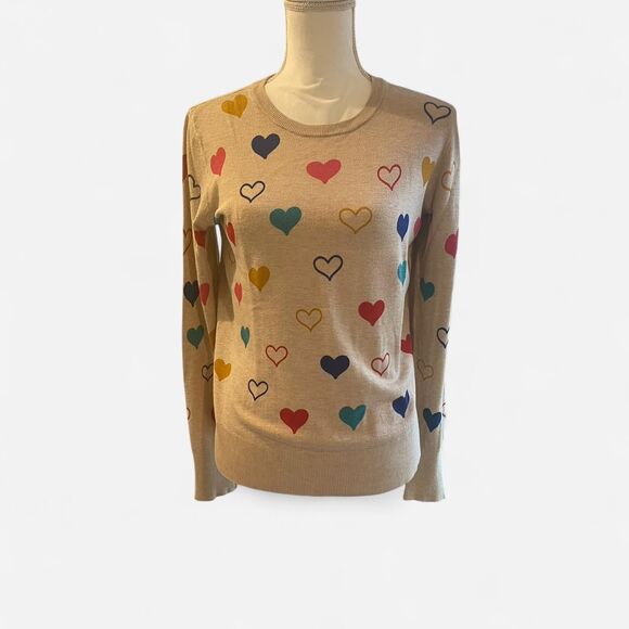Marled Women's Whimsical Heart Print Sweater Size M - Picture 1 of 8